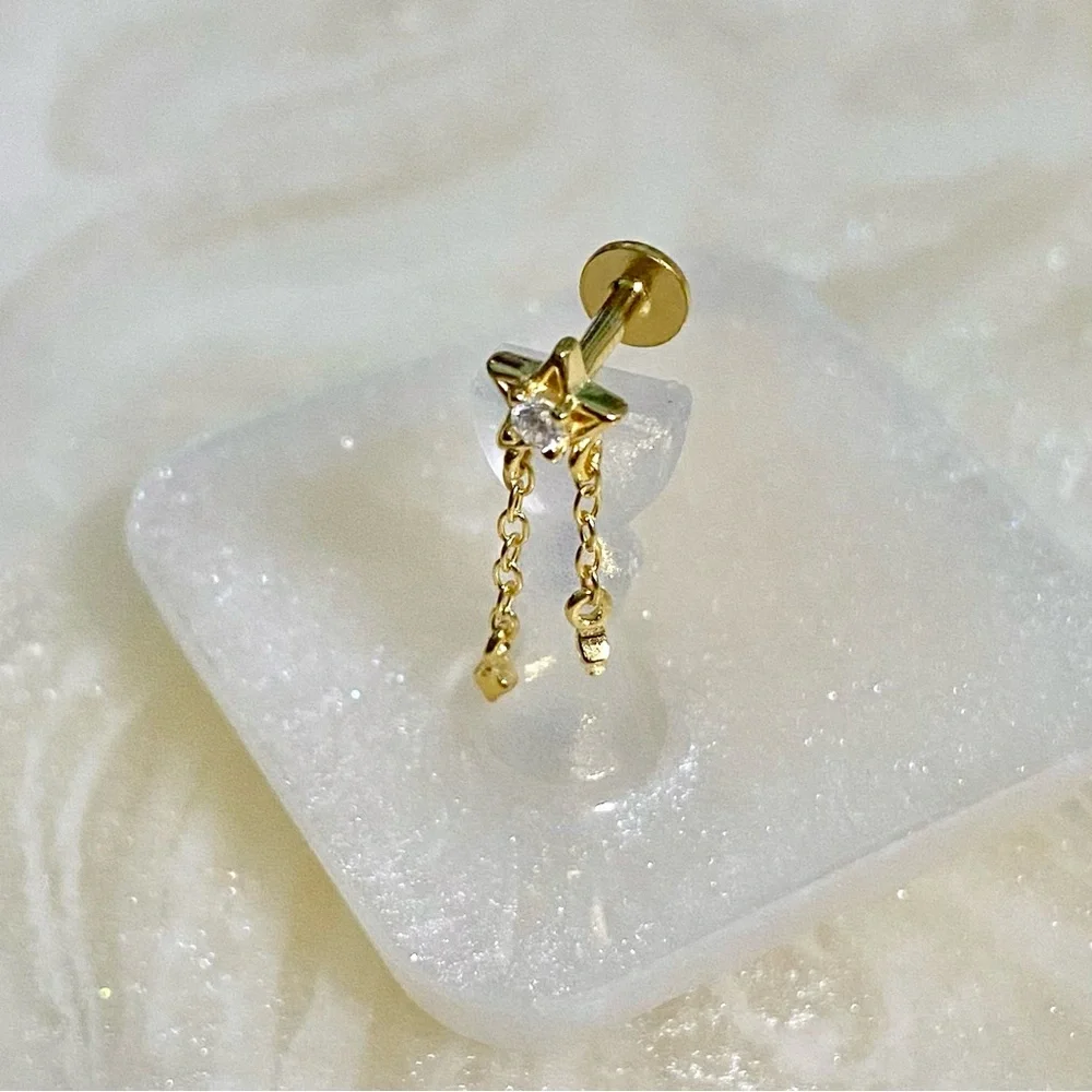 Gold Star Dangle Earring